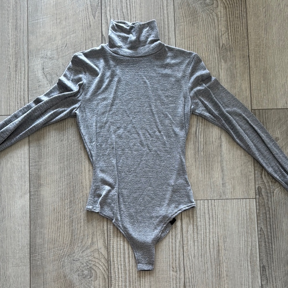 Fashion Nova Heather Gray Turtleneck Bodysuit